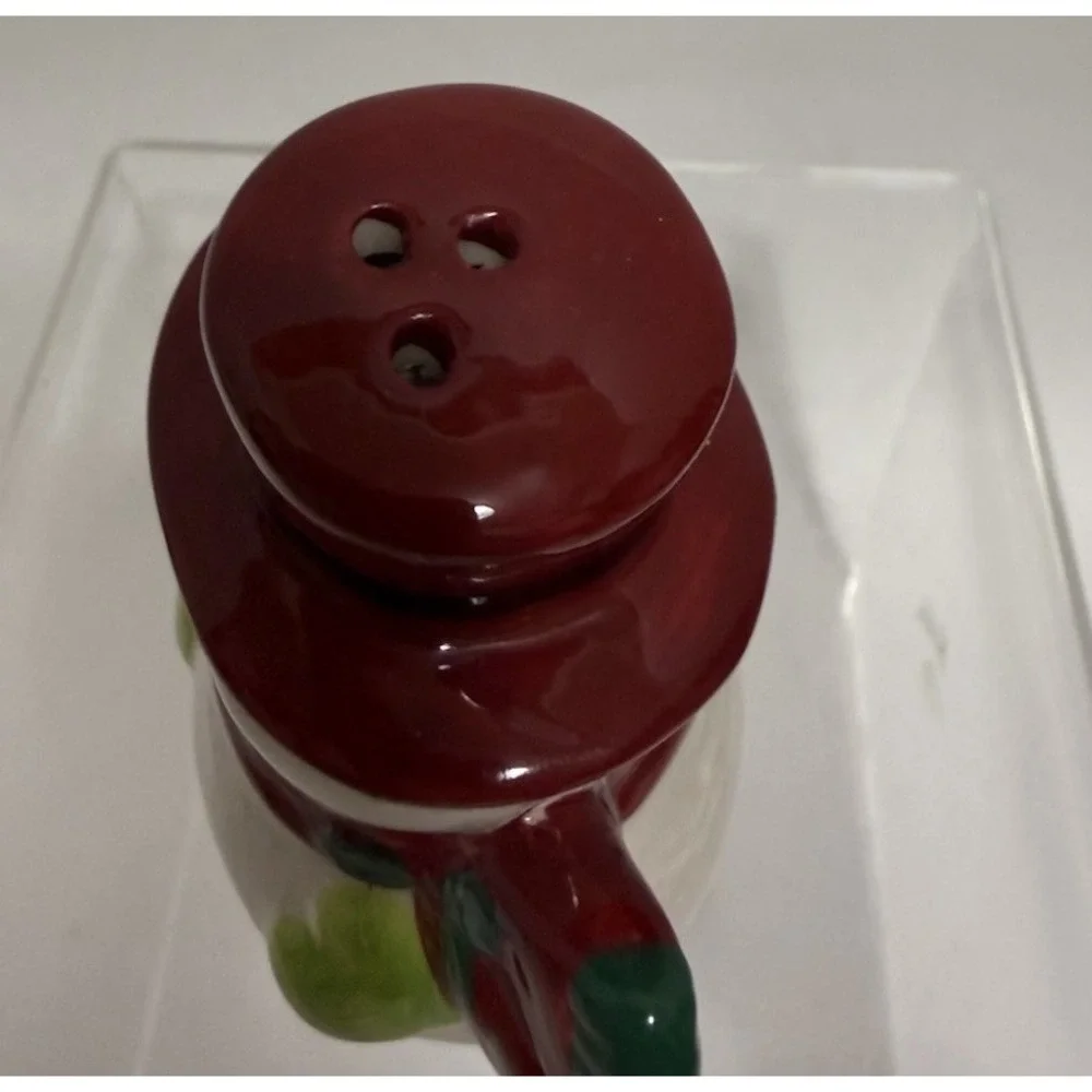 Vintage Christmas Snowman Reindeer Salt Pepper Shakers Ceramic Holiday Set